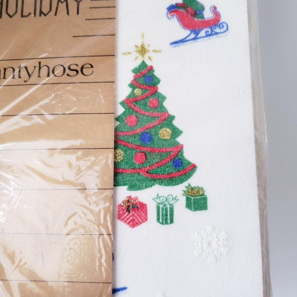 Vintage Holiday Christmas Print Panythose - Picture 2 of 8